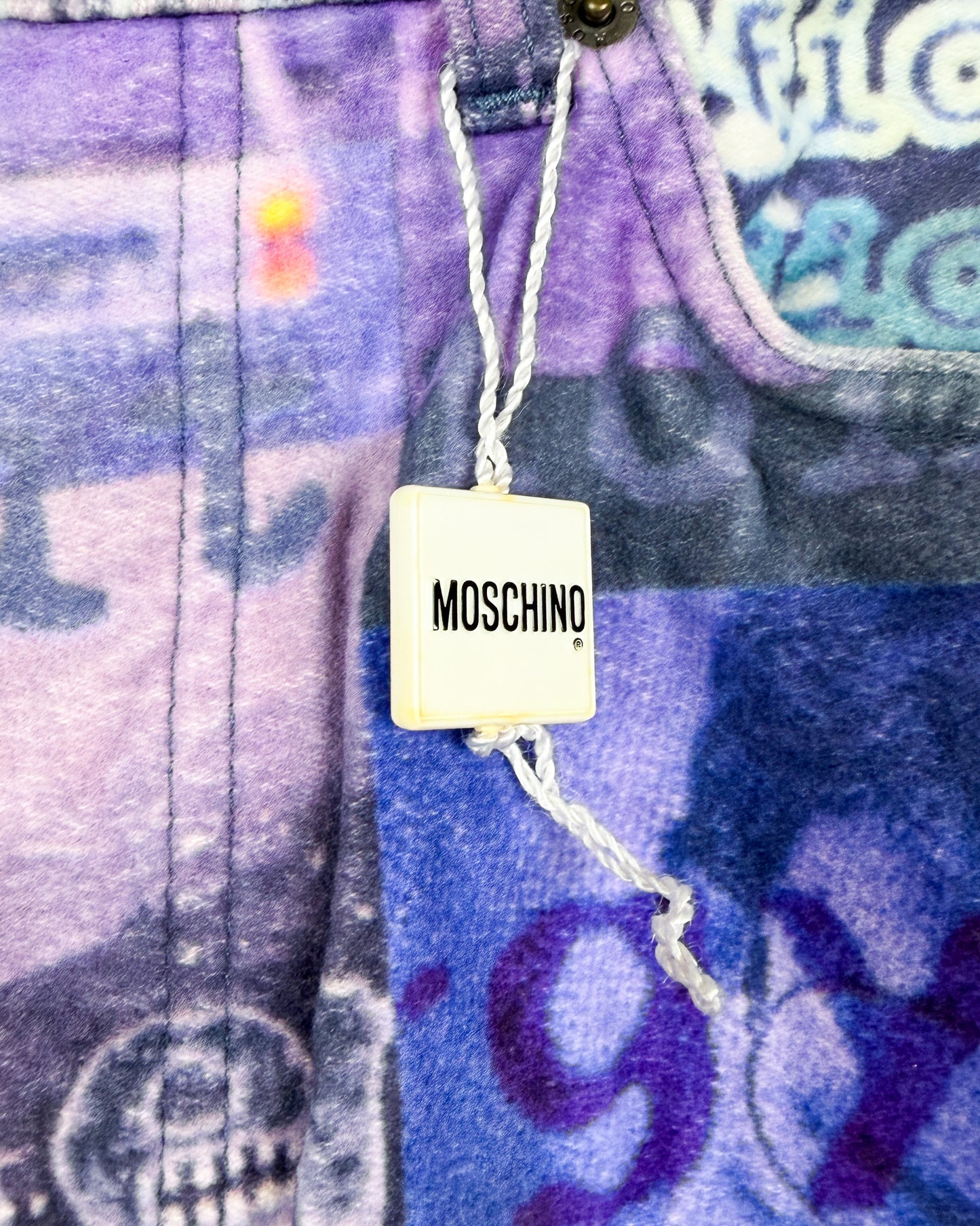 Moschino Moleskin Jeans 'Pollution' Printed Jeans - Size: 32” - Early 2000s - Vintage