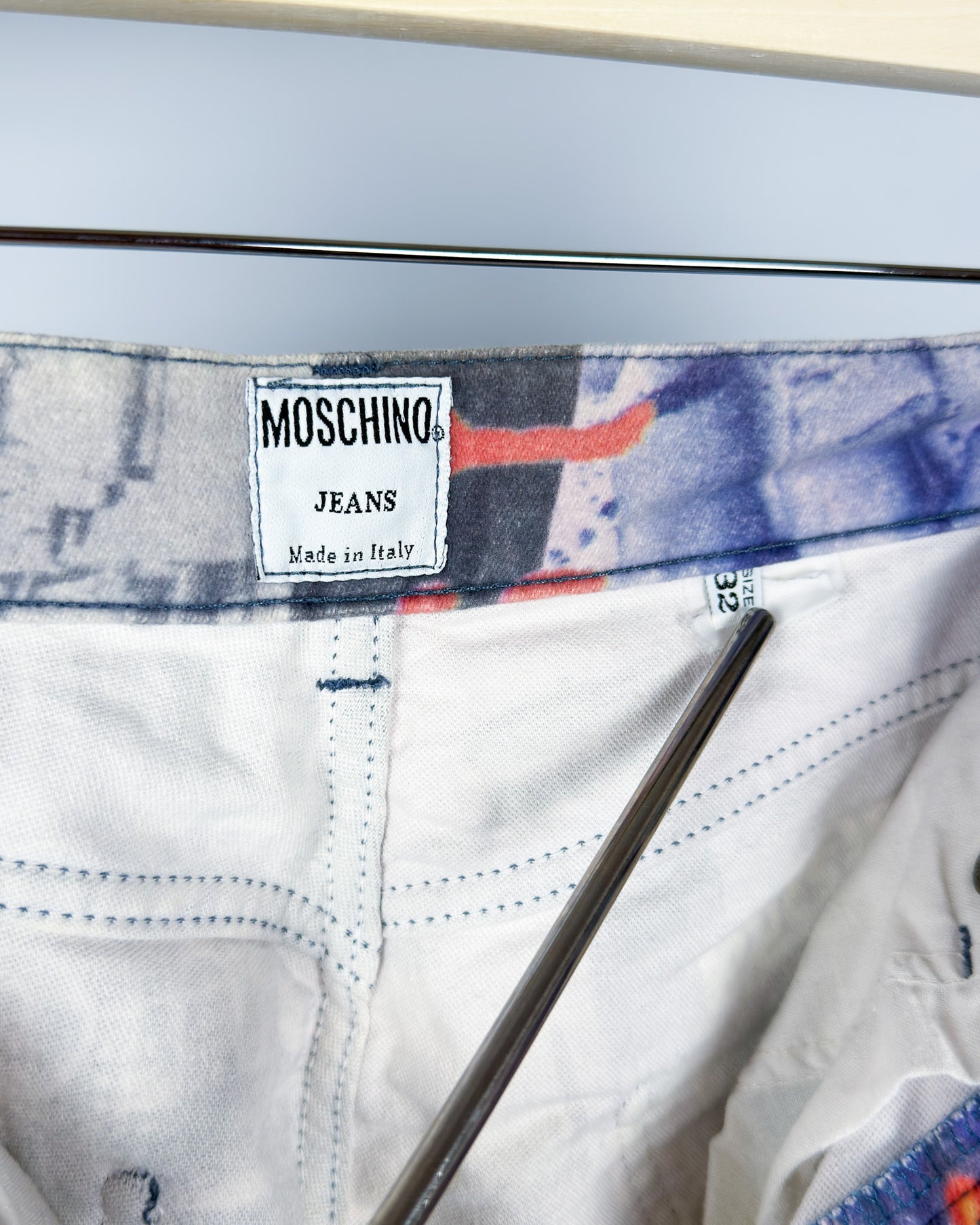 Moschino Moleskin Jeans 'Pollution' Printed Jeans - Size: 32” - Early 2000s - Vintage