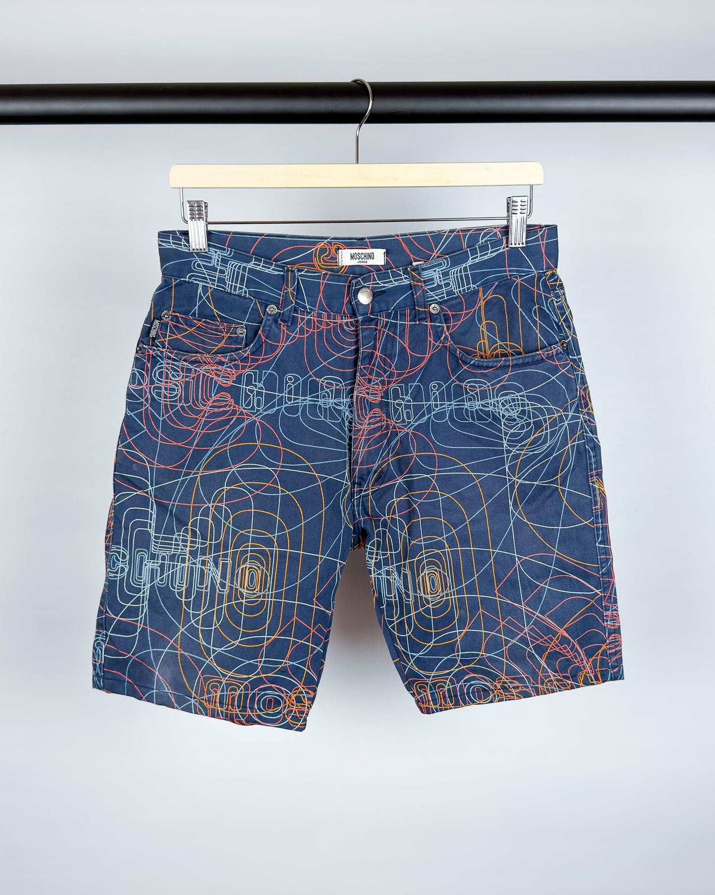 Moschino Jeans 'Millennium' 'Vibrations' Printed Shorts - Early 2000s - Vintage