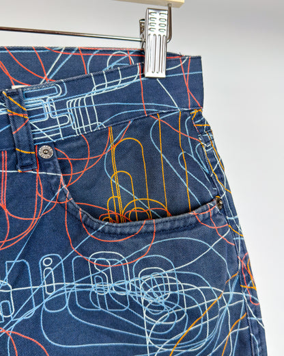 Moschino Jeans 'Millennium' 'Vibrations' Printed Shorts - Early 2000s - Vintage
