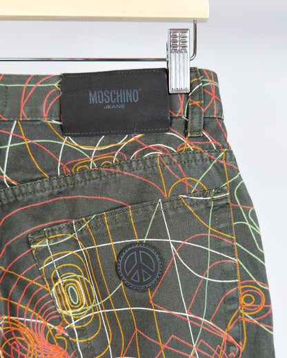 Moschino Jeans 'Millennium' 'Vibrations' Print Jeans - Size: Tagged 32" - Early 2000s - Vintage