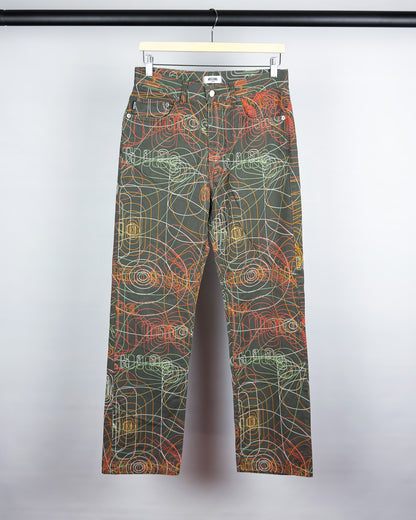Moschino Jeans 'Millennium' 'Vibrations' Print Jeans - Size: Tagged 32" - Early 2000s - Vintage