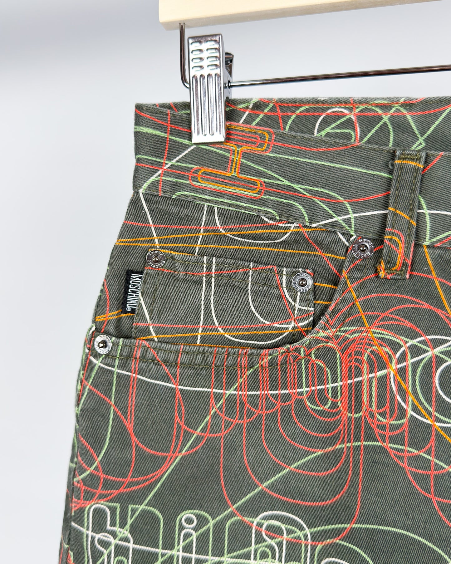 Moschino Jeans 'Millennium' 'Vibrations' Print Jeans - Size: Tagged 32" - Early 2000s - Vintage