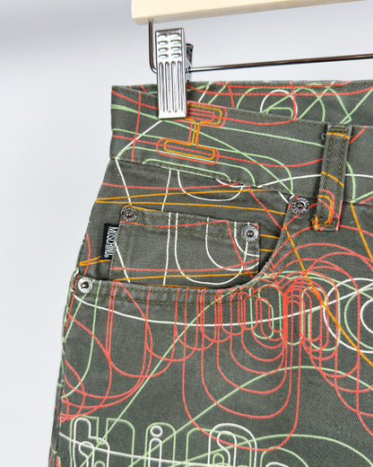 Moschino Jeans 'Millennium' 'Vibrations' Print Jeans - Size: Tagged 32" - Early 2000s - Vintage