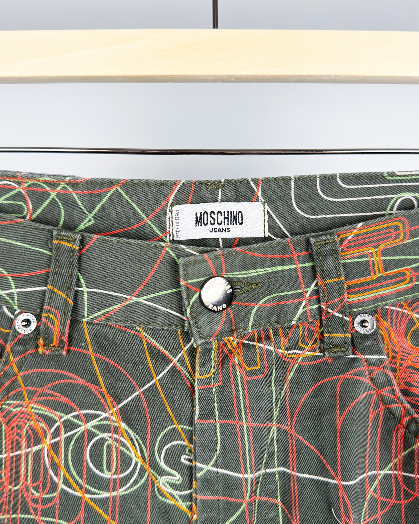 Moschino Jeans 'Millennium' 'Vibrations' Print Jeans - Size: Tagged 32" - Early 2000s - Vintage