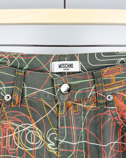Moschino Jeans 'Millennium' 'Vibrations' Print Jeans - Size: Tagged 32" - Early 2000s - Vintage