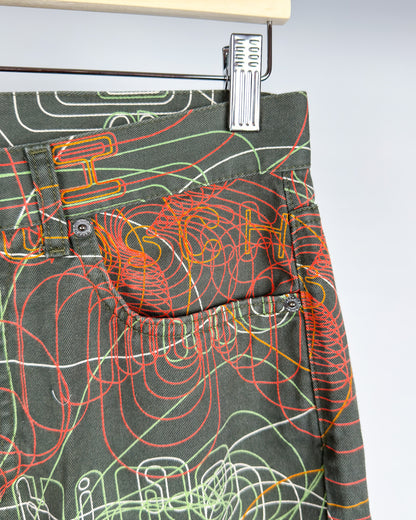 Moschino Jeans 'Millennium' 'Vibrations' Print Jeans - Size: Tagged 32" - Early 2000s - Vintage