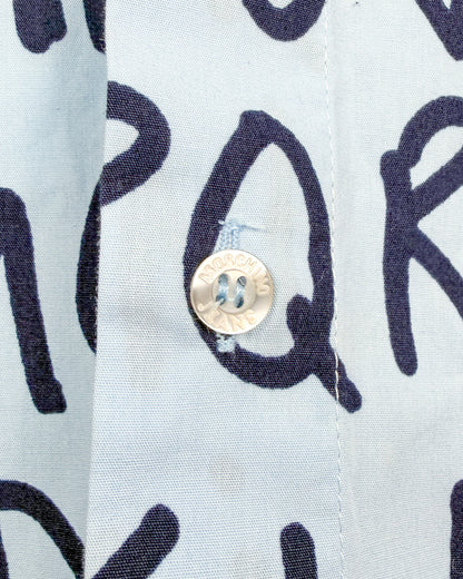 Moschino Jeans 90’s ‘Alphabet’ Button-up Short Sleeve Shirt - Light Blue/Navy - Size: XL
