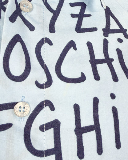 Moschino Jeans 90’s ‘Alphabet’ Button-up Short Sleeve Shirt - Light Blue/Navy - Size: XL