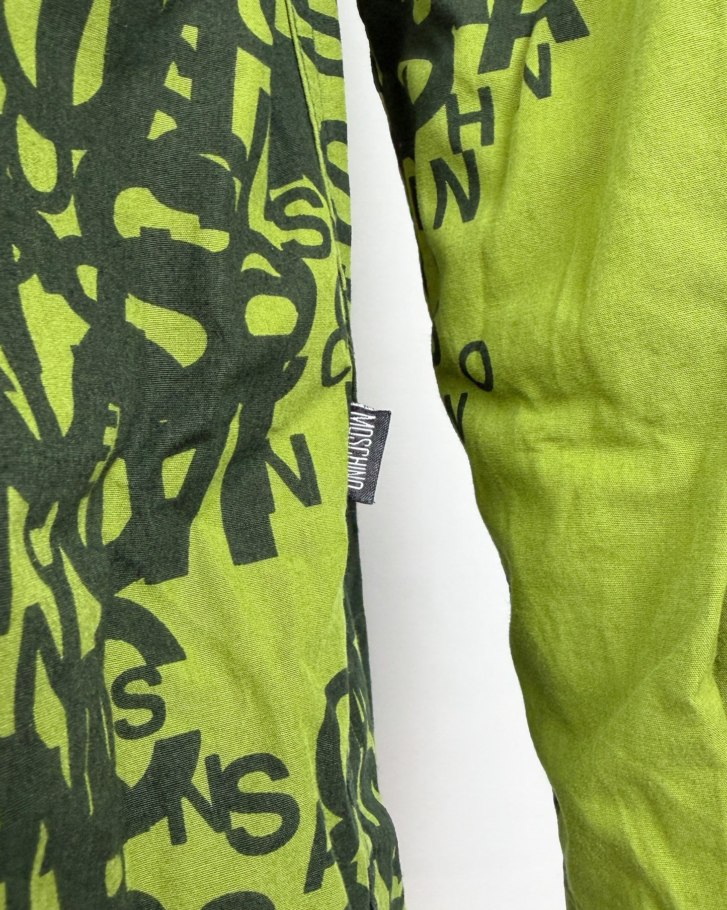 Moschino Jeans 90’s ‘Cryptography’ Button-up Long Sleeve Shirt - Green - Size: M