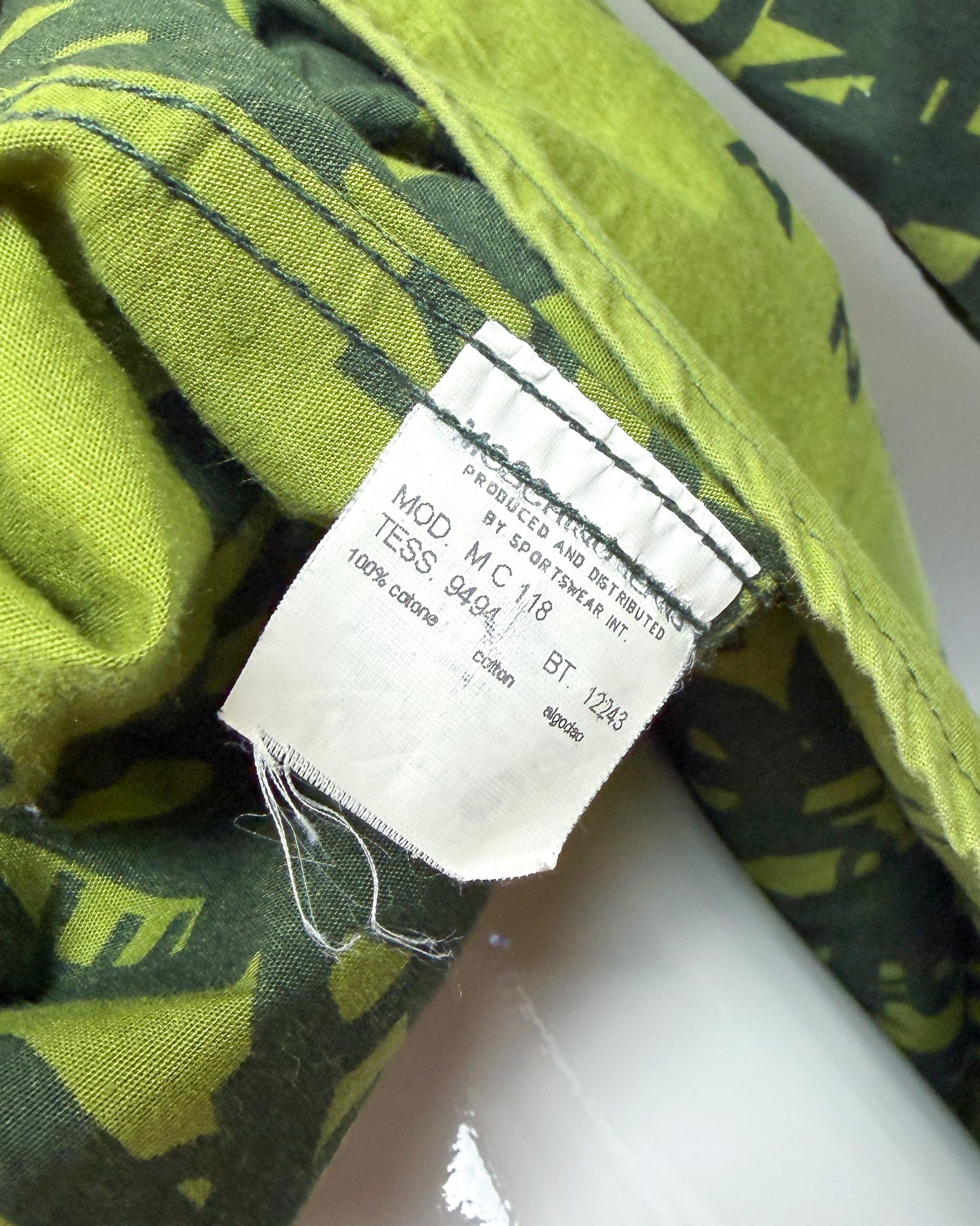 Moschino Jeans 90’s ‘Cryptography’ Button-up Long Sleeve Shirt - Green - Size: M