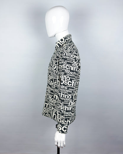 Moschino Jeans 90’s ‘All over’ Print Button-up Long Sleeve Shirt - Black & White - Size: M