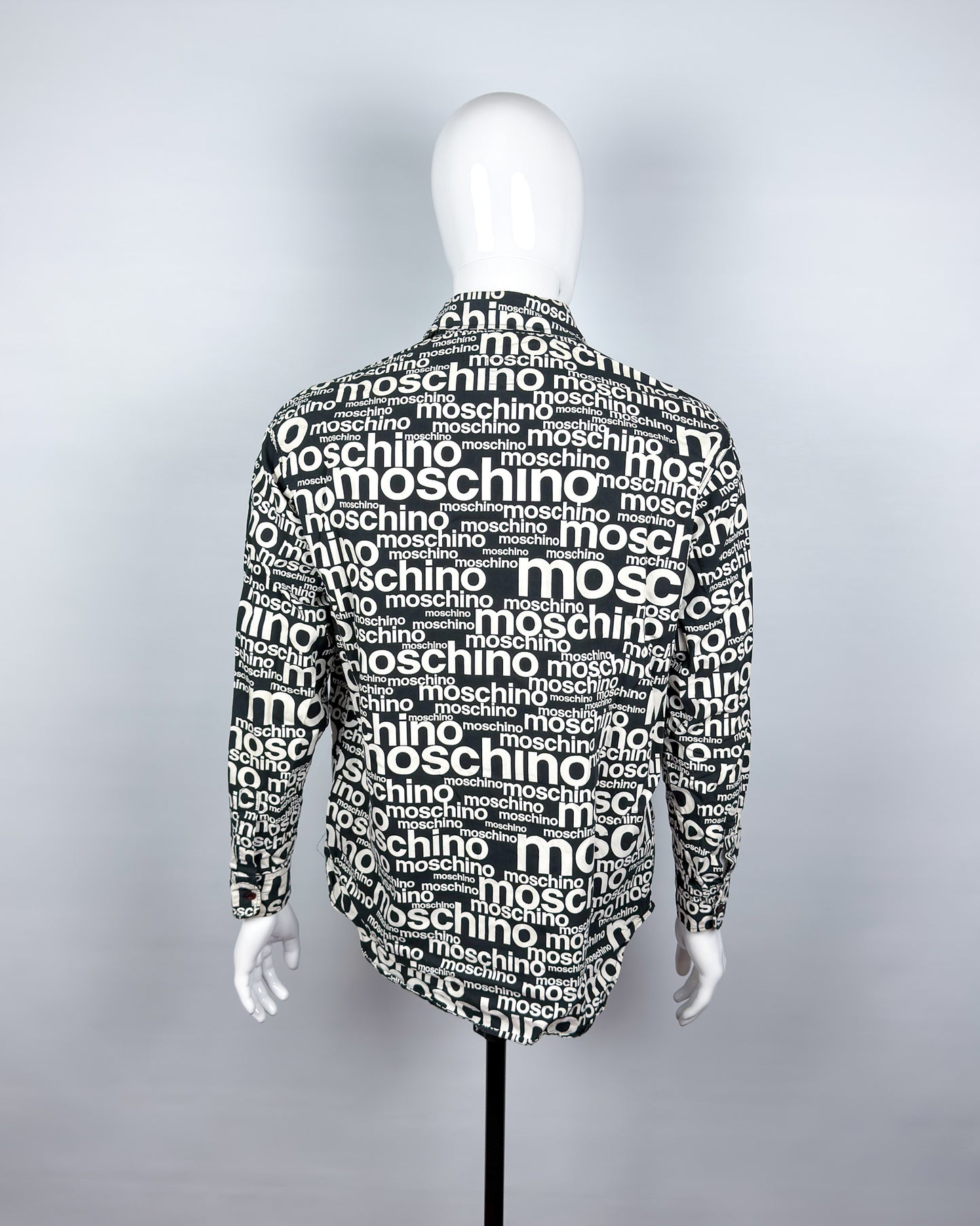 Moschino Jeans 90’s ‘All over’ Print Button-up Long Sleeve Shirt - Black & White - Size: M