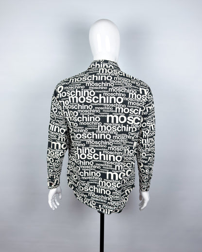 Moschino Jeans 90’s ‘All over’ Print Button-up Long Sleeve Shirt - Black & White - Size: M