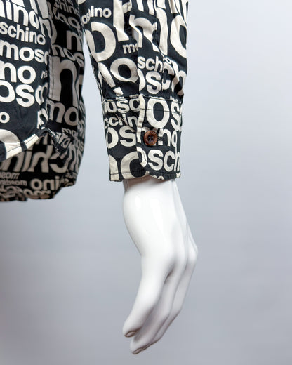 Moschino Jeans 90’s ‘All over’ Print Button-up Long Sleeve Shirt - Black & White - Size: M
