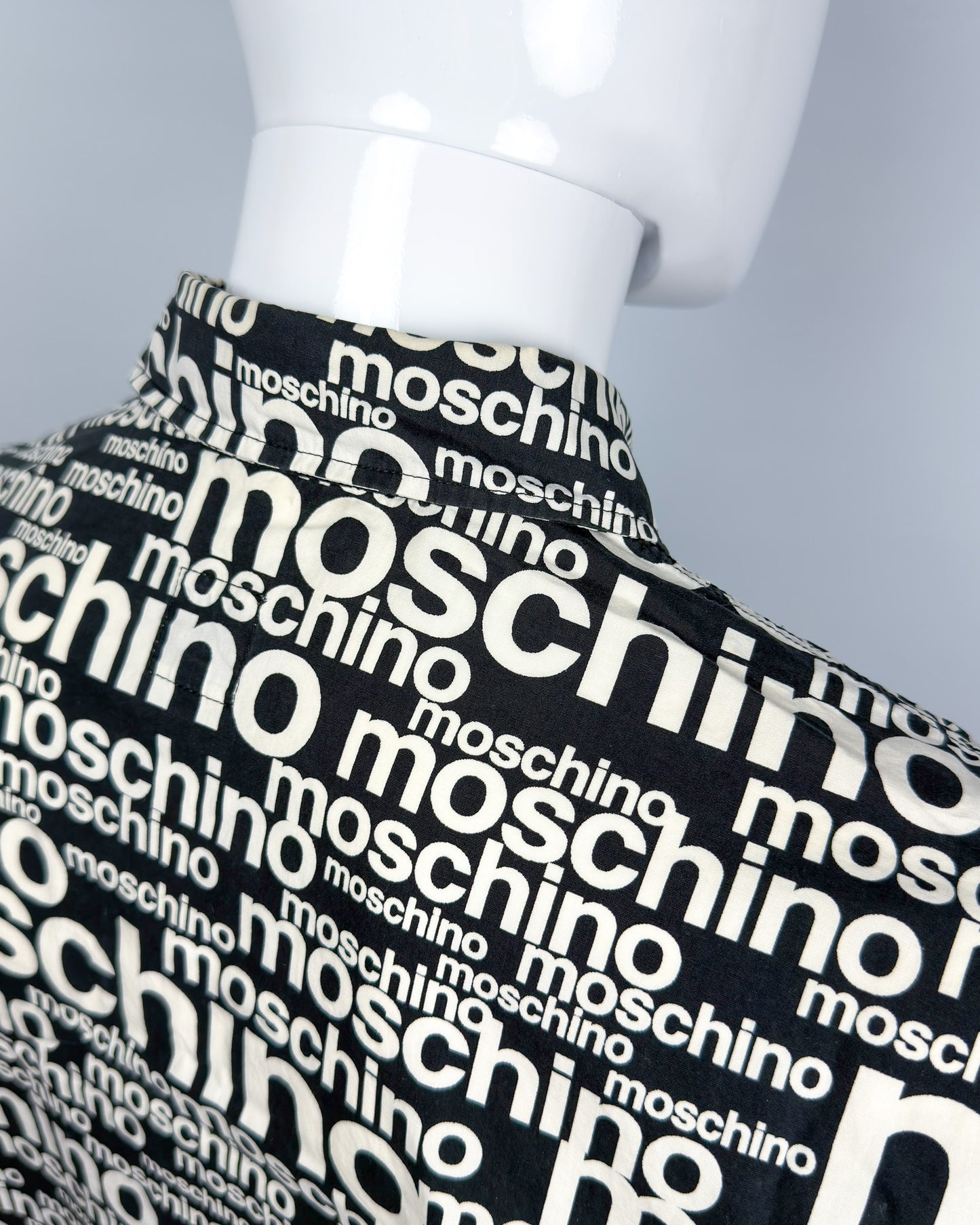 Moschino Jeans 90’s ‘All over’ Print Button-up Long Sleeve Shirt - Black & White - Size: M