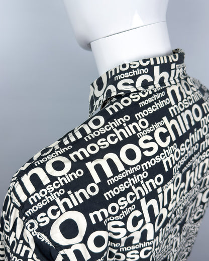 Moschino Jeans 90’s ‘All over’ Print Button-up Long Sleeve Shirt - Black & White - Size: M