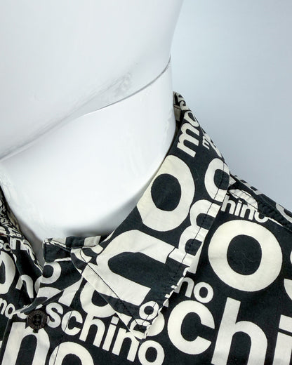 Moschino Jeans 90’s ‘All over’ Print Button-up Long Sleeve Shirt - Black & White - Size: M
