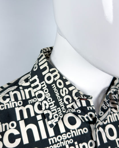 Moschino Jeans 90’s ‘All over’ Print Button-up Long Sleeve Shirt - Black & White - Size: M