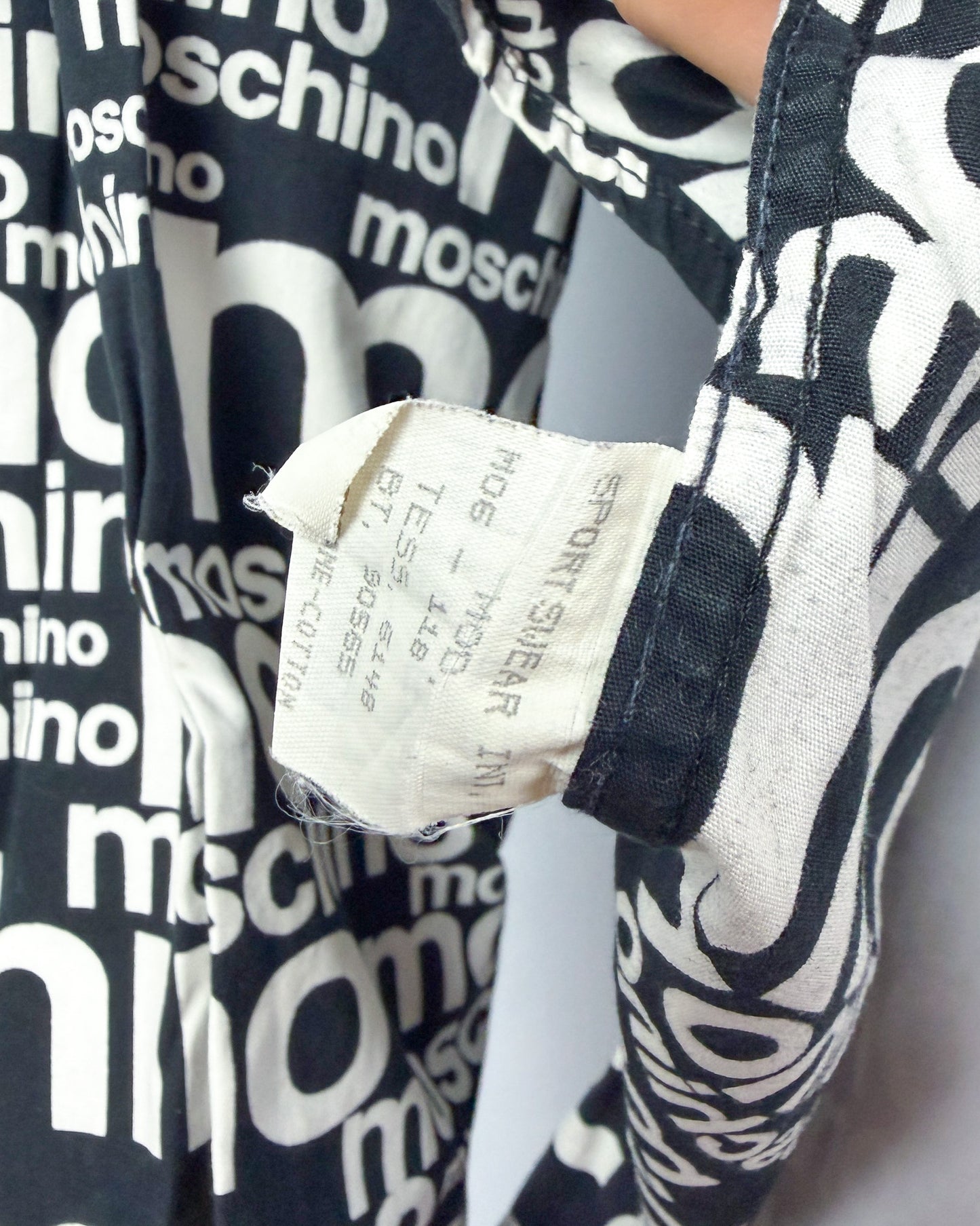 Moschino Jeans 90’s ‘All over’ Print Button-up Long Sleeve Shirt - Black & White - Size: M