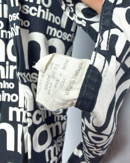 Moschino Jeans 90’s ‘All over’ Print Button-up Long Sleeve Shirt - Black & White - Size: M