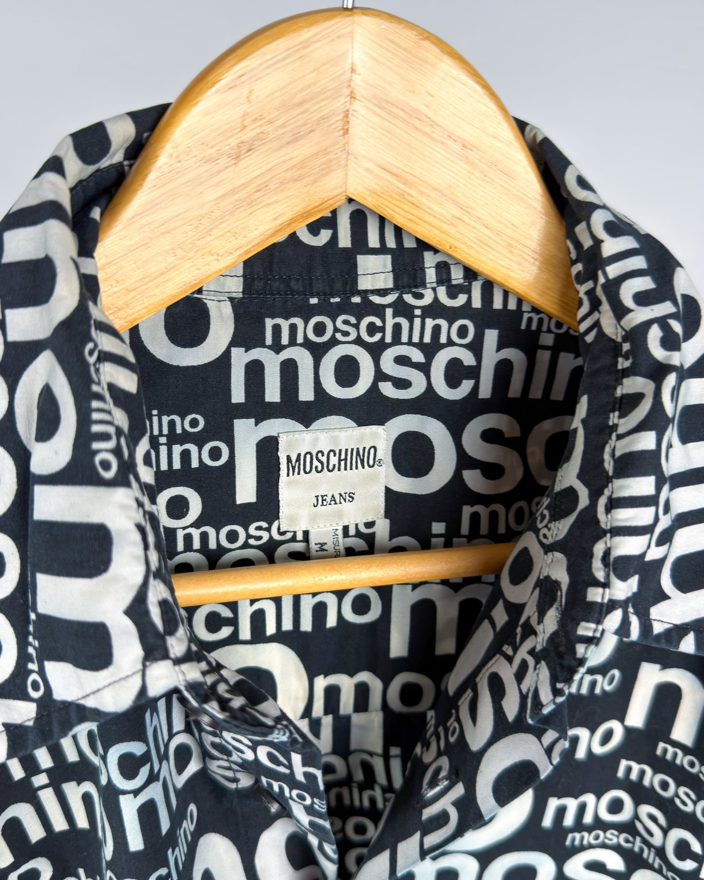 Moschino Jeans 90’s ‘All over’ Print Button-up Long Sleeve Shirt - Black & White - Size: M