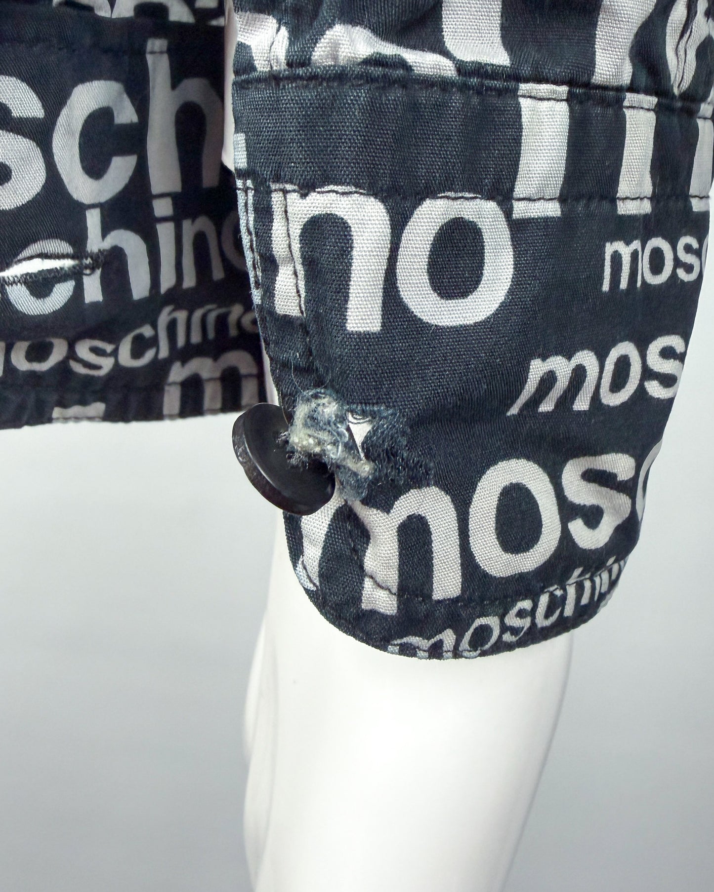 Moschino Jeans 90’s ‘All over’ Print Button-up Long Sleeve Shirt - Black & White - Size: M