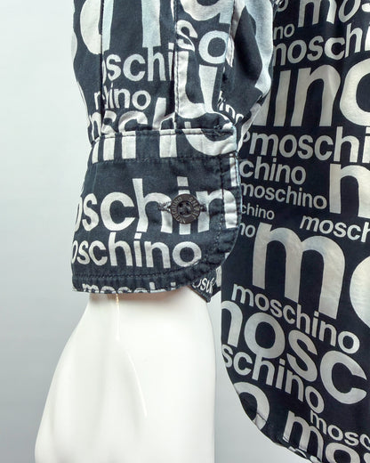 Moschino Jeans 90’s ‘All over’ Print Button-up Long Sleeve Shirt - Black & White - Size: M