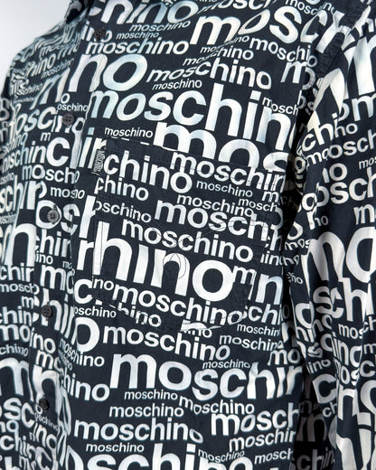 Moschino Jeans 90’s ‘All over’ Print Button-up Long Sleeve Shirt - Black & White - Size: M