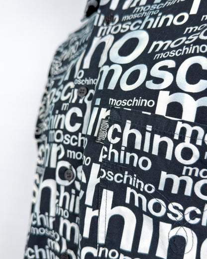 Moschino Jeans 90’s ‘All over’ Print Button-up Long Sleeve Shirt - Black & White - Size: M