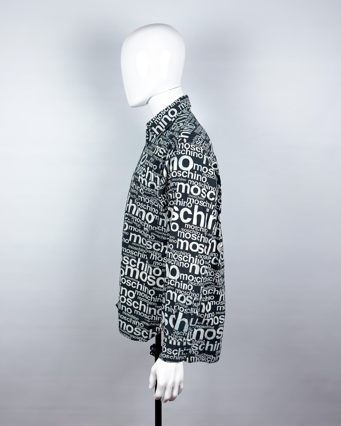Moschino Jeans 90’s ‘All over’ Print Button-up Long Sleeve Shirt - Black & White - Size: M