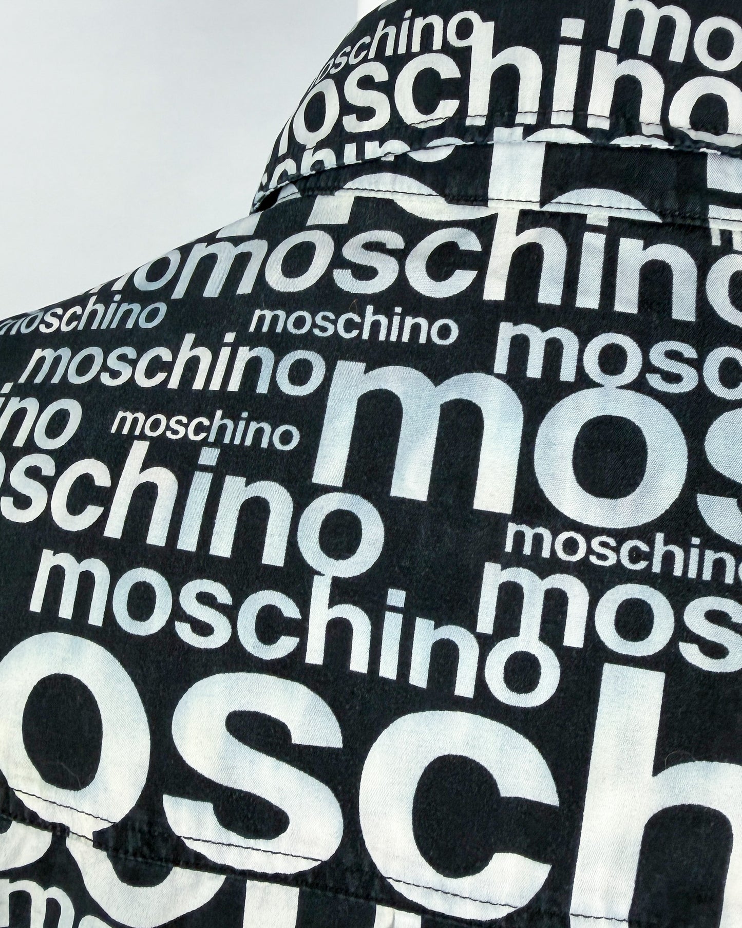 Moschino Jeans 90’s ‘All over’ Print Button-up Long Sleeve Shirt - Black & White - Size: M