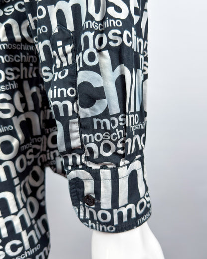 Moschino Jeans 90’s ‘All over’ Print Button-up Long Sleeve Shirt - Black & White - Size: M