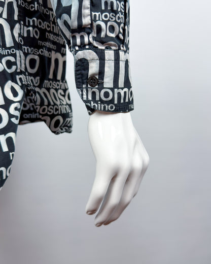 Moschino Jeans 90’s ‘All over’ Print Button-up Long Sleeve Shirt - Black & White - Size: M