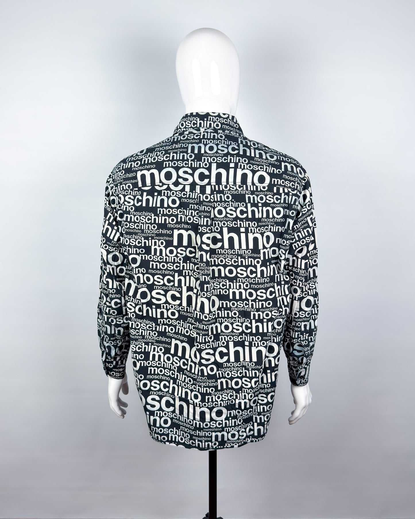 Moschino Jeans 90’s ‘All over’ Print Button-up Long Sleeve Shirt - Black & White - Size: M