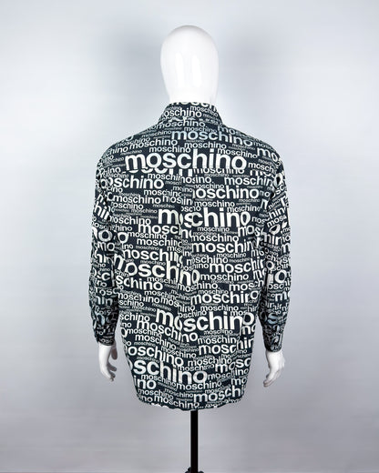 Moschino Jeans 90’s ‘All over’ Print Button-up Long Sleeve Shirt - Black & White - Size: M