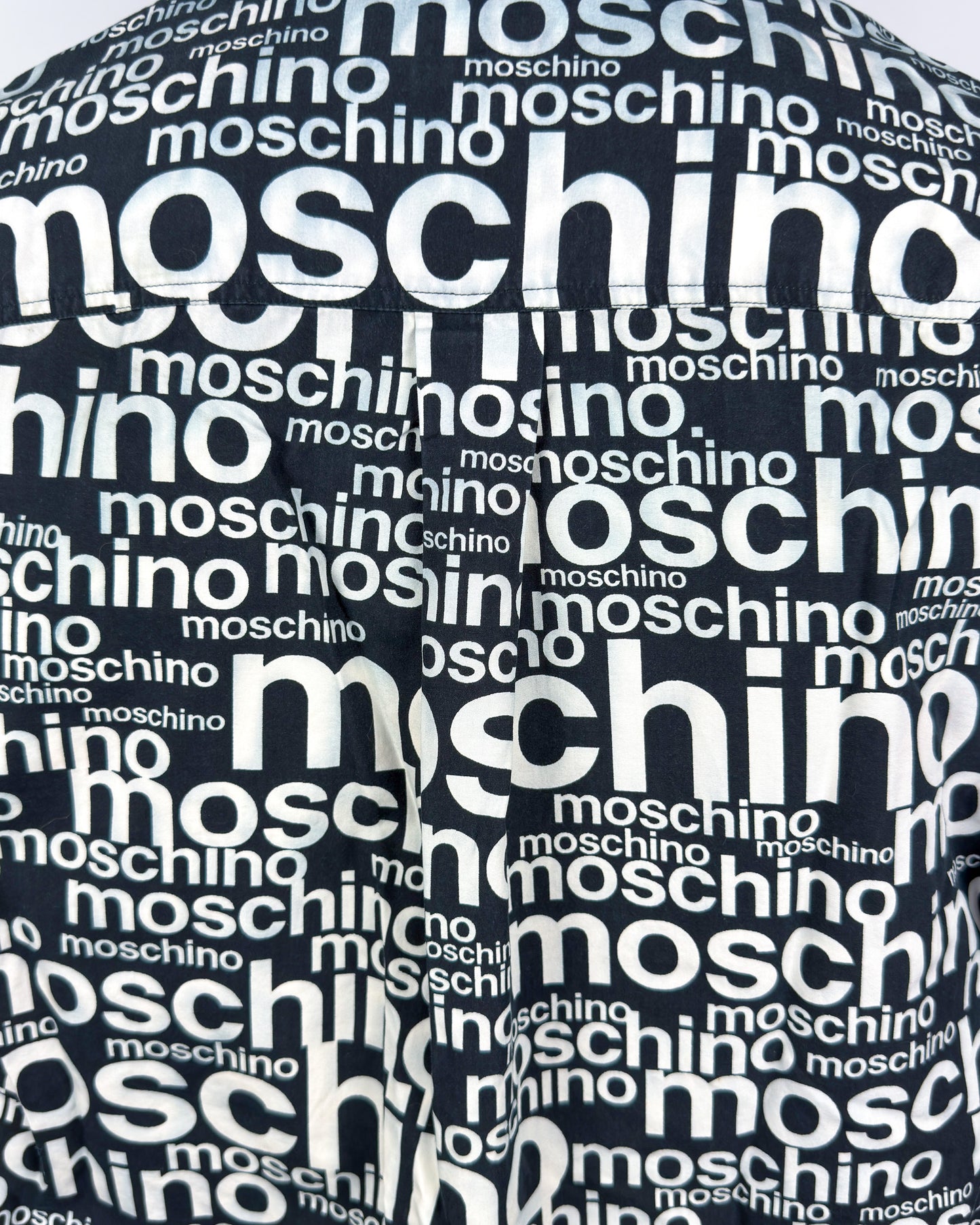 Moschino Jeans 90’s ‘All over’ Print Button-up Long Sleeve Shirt - Black & White - Size: M