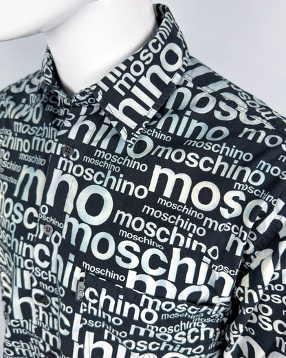 Moschino Jeans 90’s ‘All over’ Print Button-up Long Sleeve Shirt - Black & White - Size: M