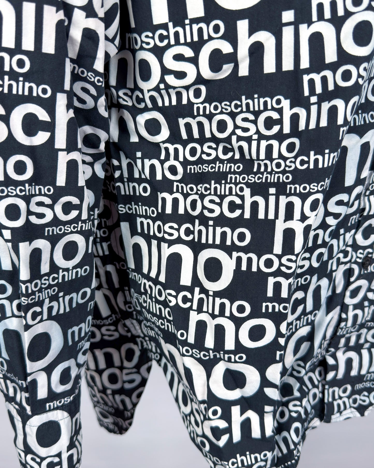 Moschino Jeans 90’s ‘All over’ Print Button-up Long Sleeve Shirt - Black & White - Size: M