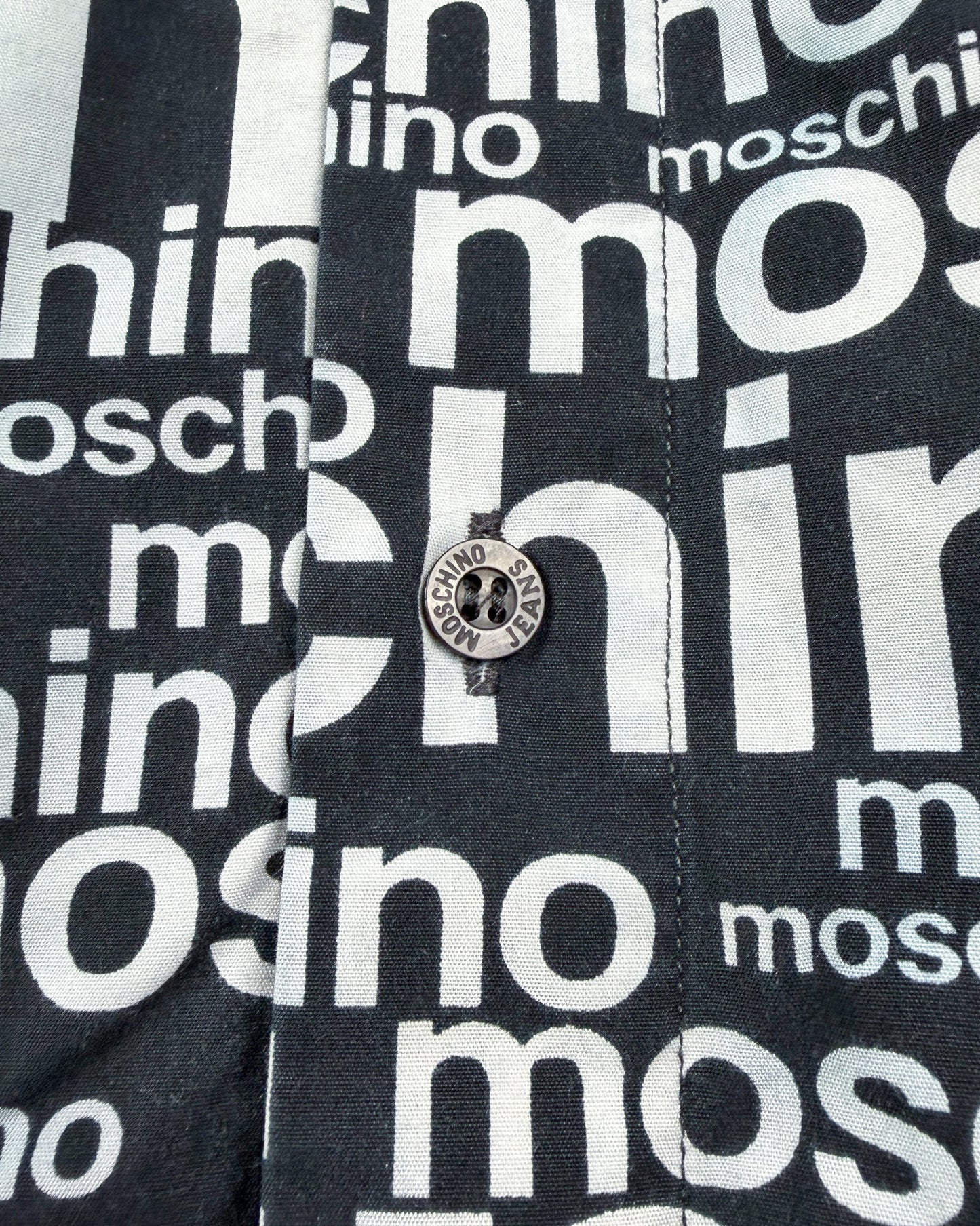 Moschino Jeans 90’s ‘All over’ Print Button-up Long Sleeve Shirt - Black & White - Size: M