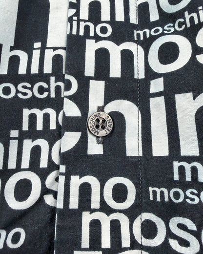 Moschino Jeans 90’s ‘All over’ Print Button-up Long Sleeve Shirt - Black & White - Size: M