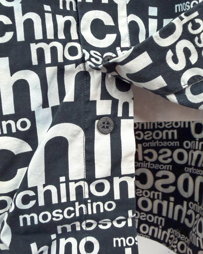 Moschino Jeans 90’s ‘All over’ Print Button-up Long Sleeve Shirt - Black & White - Size: M