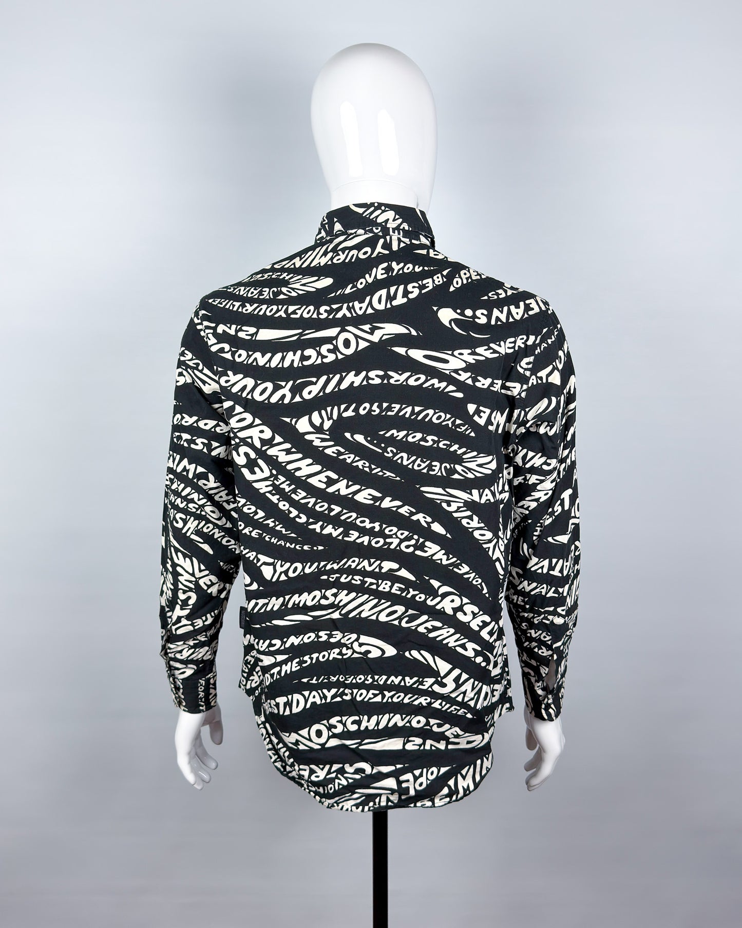 Moschino Jeans 90’s ‘Just be you’ Long Sleeve Shirt - Black & White - Size: M