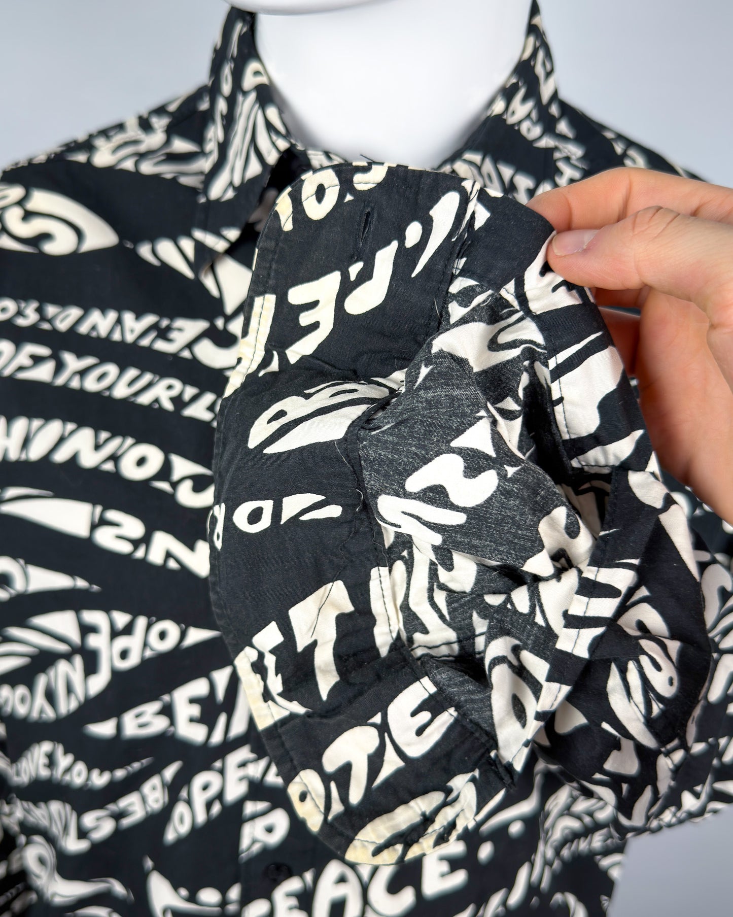 Moschino Jeans 90’s ‘Just be you’ Long Sleeve Shirt - Black & White - Size: M
