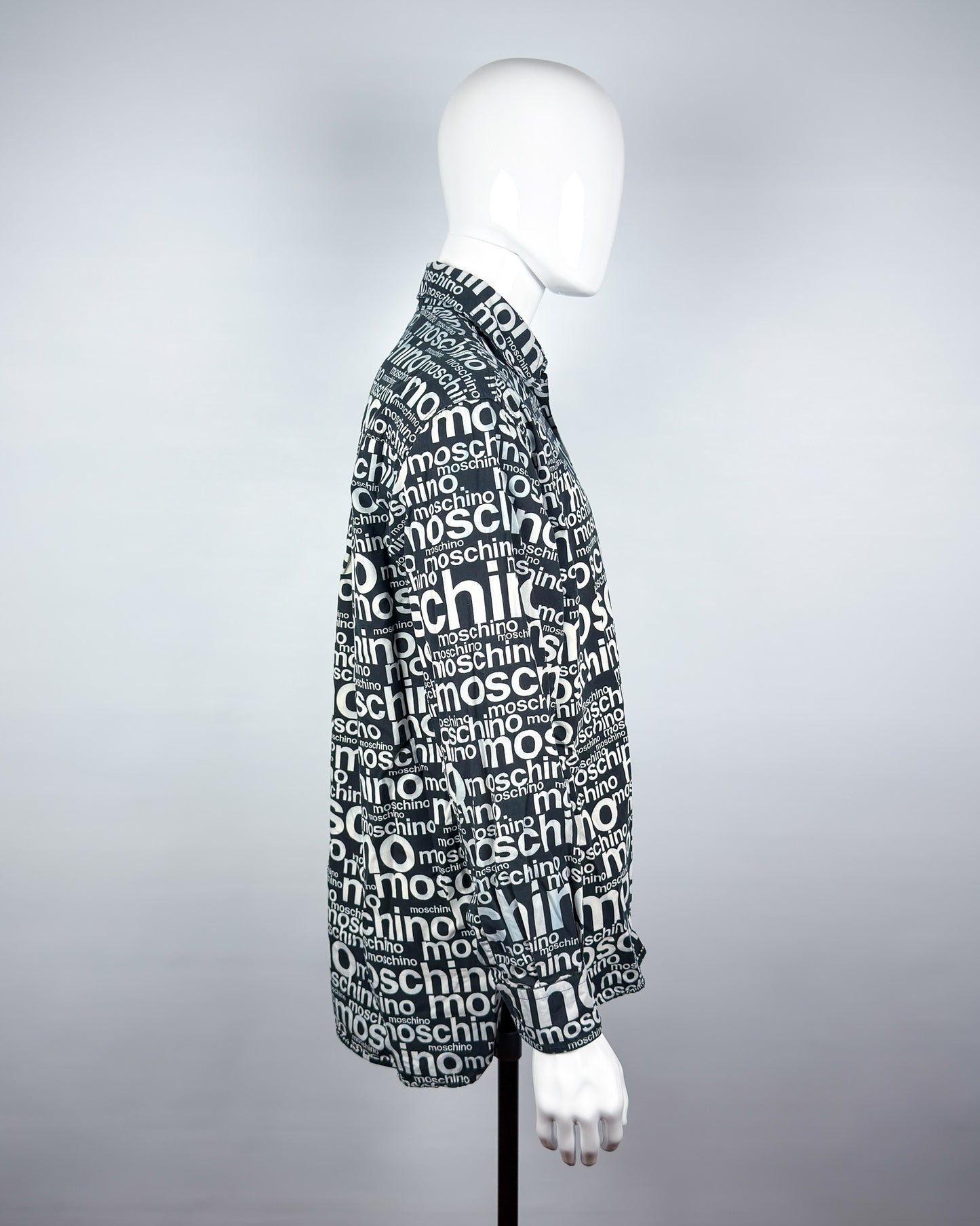 Moschino Jeans 90’s ‘All over’ Print Button-up Long Sleeve Shirt - Black & White - Size: M