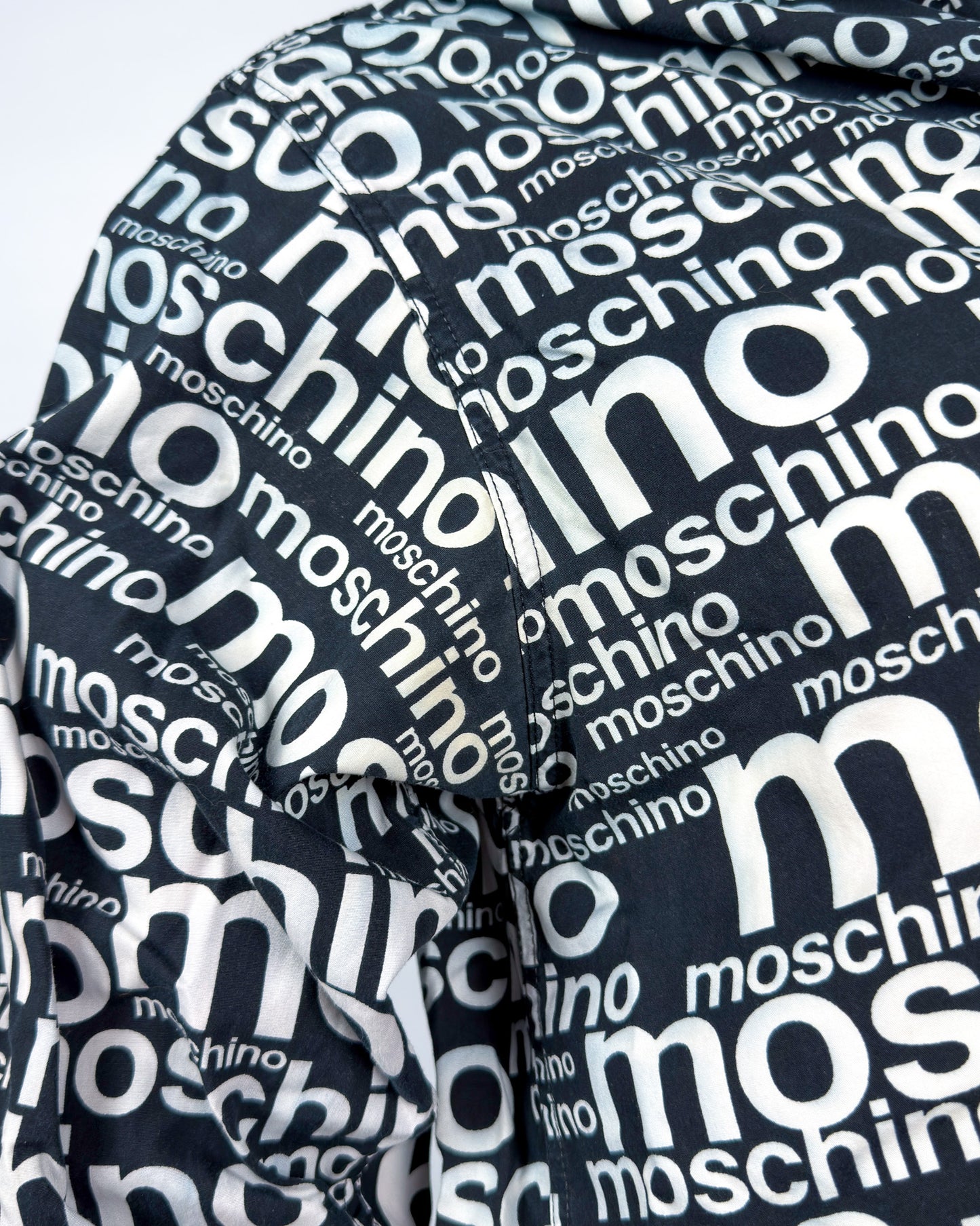 Moschino Jeans 90’s ‘All over’ Print Button-up Long Sleeve Shirt - Black & White - Size: M