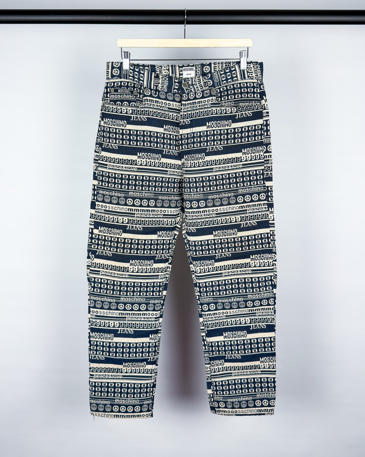 Moschino Jeans Jacquard All-over Jeans - Size: Tagged 34" - 90s - Vintage