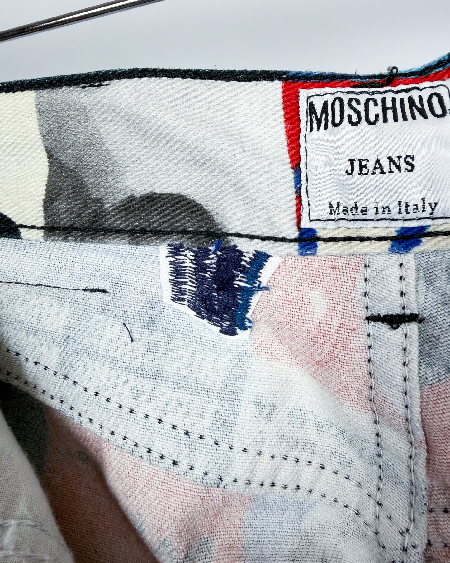 Moschino Jeans 'Peace & Love' Print Jeans - Size: 32" - 90s - Vintage
