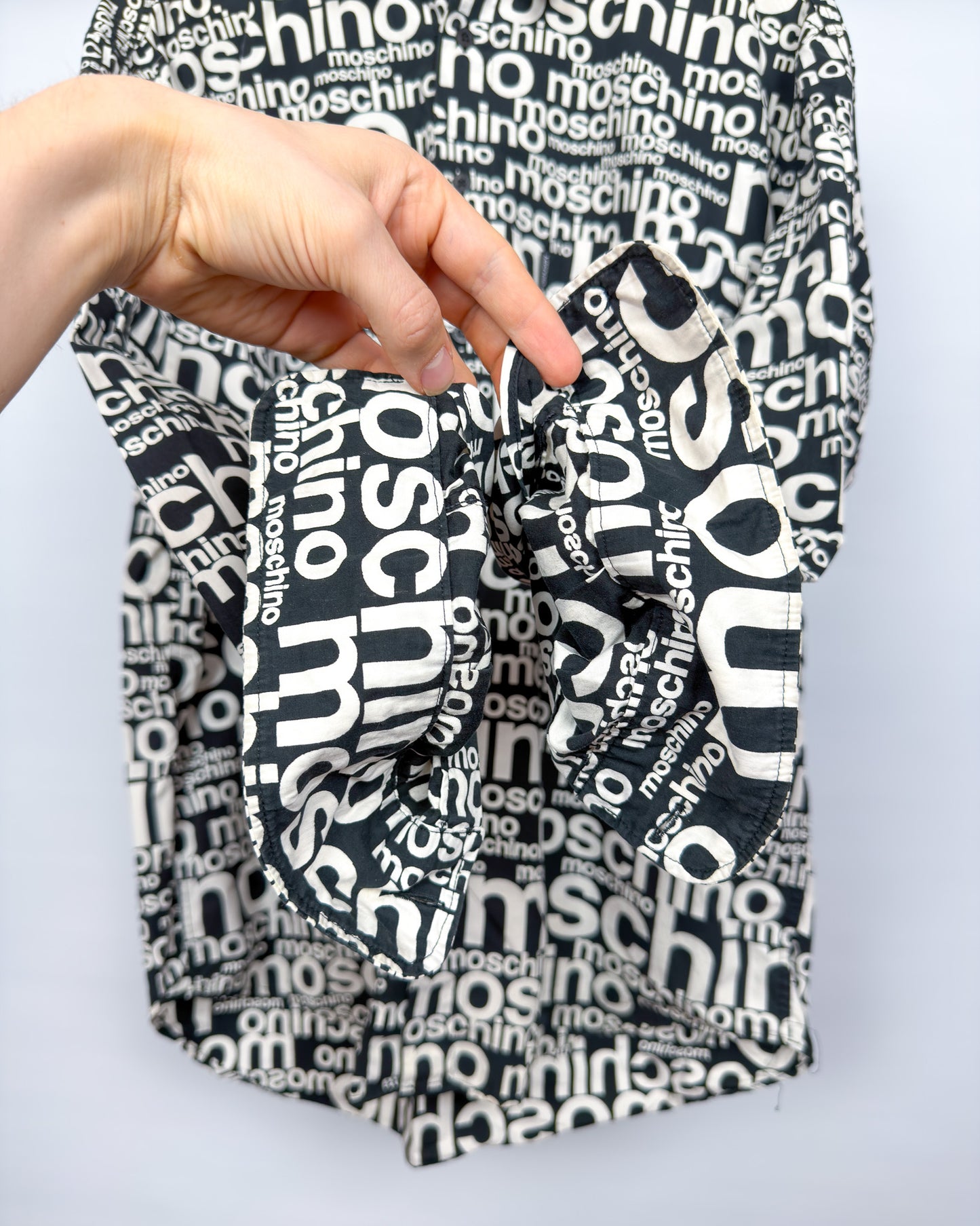 Moschino Jeans 90’s ‘All over’ Print Button-up Long Sleeve Shirt - Black & White - Size: M