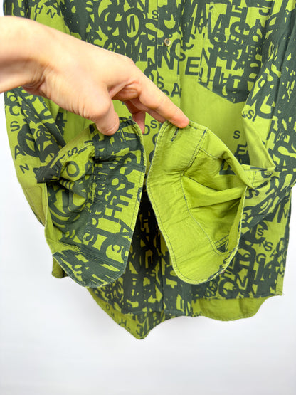 Moschino Jeans 90’s ‘Cryptography’ Button-up Long Sleeve Shirt - Green - Size: M